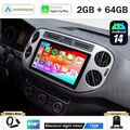 DAB+ 2+64G Android 14 Autoradio Carplay GPS Navi Kam für VW Tiguan 5N Golf  Plus