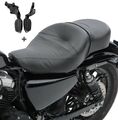 Doppel Sitzbank für Harley Sportster 1200 Custom 14-20 + Sozius Fussrasten S-AA3