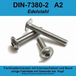 M8 ISO 7380-2 A2 V2A Edelstahl Linsenkopfschrauben Innensechskant Flansch M8x 