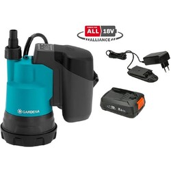GARDENA Akku Klarwasser Tauchpumpe 2000/2 18V P4A Ready To Use Set