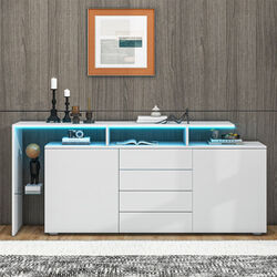 Sideboard Kommode Highboard mit LED Leuchten Schrank Anrichte Beistellschrank