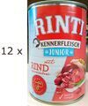(EUR 6,34/kg) Rinti Kennerfleisch Junior mit Rind Welpenfutter nass: 12 x 400 g
