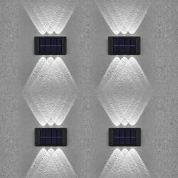 2-8x LED Solarleuchten Wandlampen Zaunleuchte Gartenleuchte Außen Treppen Lampe