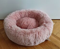 Haustierbett rosa Plüsch Katzenkörbchen Kuschelbett Hundebett 60cm dick flauschi