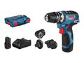 ^ Bosch GSR 12V-35 FC FlexiClick Drill w. L-Boxx + 2 Akkus 3.0Ah