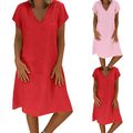 Festkleider Für Damen Lockeres, einfarbiges Damenkleid aus Frottee und Baumwolle