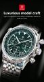 Herren Luxus Militäruhr, Chronograph 3ATM Wasserdicht, Sport, Edelstahl, Leuchte