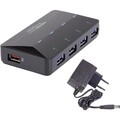 Renkforce  4+1 Port USB 3.2 Gen 1-Hub (USB 3.0) mit Schnellladeport, mit Stat...