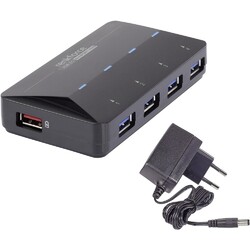 Renkforce  4+1 Port USB 3.2 Gen 1-Hub (USB 3.0) mit Schnellladeport, mit Stat...