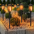 9er Set LED Solar Außen Leuchte Feuer Effekt Garten Fackel Balkon Erdspieß Lampe