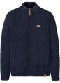 Strickjacke mit Raglanärmeln PU-Details Gr 60/62 XXL Dunkelblau Herrenjacke Neu*
