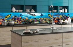 Küchenrückwand Selbstklebend Fliesenspiegel Deko Folie Spritzschutz Fische Ozean