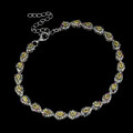925 Sterling Silber Armband Birne Rund Saphir 276pcs Edelstein Schmuck 17.8cm