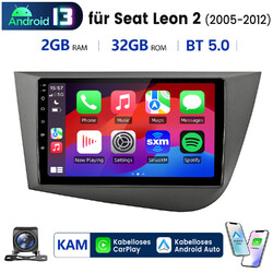 9" Carplay Android 13 Autoradio GPS SWC 2G+64G DAB+ Für Seat Leon 2005-2012 +KAM
