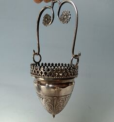 Antike christliche silberne Ikonenlampe 19. Jh. europäisches oder russisches Markenzeichen