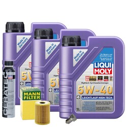 Motoröl 5W40 LIQUI MOLY High Tech 3L+MANN Ölfilter+Cera Tec+Ölablassschraube