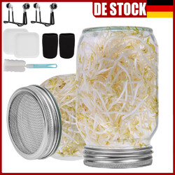 2x 1000ml Sprossenglas Set Keimglas Keimgerät Keimgläser Mit Abtropfschale Satz