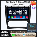 Für Mercedes Benz C Class W203 CLK W209 Android 12 Autoradio 4+64G GPS Navi WIFI
