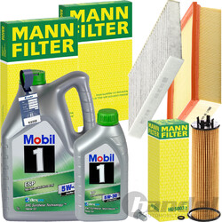MANN FILTERSET+MOBIL1 5W-30 ÖL passend für AUDI A3 8Y Q3 VW GOLF 8 TOURAN 5T TDI
