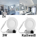 2X 3W LED Panel Einbaustrahler 230V Flach Spot Set Deckenleuchte Einbauleuchten