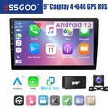 9" Doppel DIN 4+64G Carplay DAB+ Autoradio Android 14 GPS Bluetooth RDS WIFI Kam