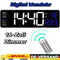 LED 16"  Digital Wanduhr mit Datum Temperatur Display Alarm Clock Fernbedienung
