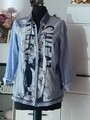 Bonita Damen Bluse Plus Size  Sommer Baumwolle Gr 46 Blau Weiss Gemustert