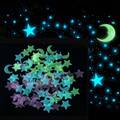 100x Glow-in-the-Dark Stars Moon Ceiling Wall Art Glow-in-the-Dark Room Stickers