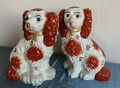 Ein Paar große Kaminhunde Comforter H30cm Staffordshire pottery dogs rotbraun