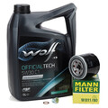 5L WOLF OFFICIALTECH 5W30 C1 + MANN Ölfilter für MAZDA 3 6 PREMACY 2.0/2.2 D