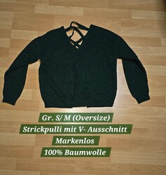 Strickpulli pullover mit V Ausschnitt und Bindung hinten rückenfrei gr. S/M