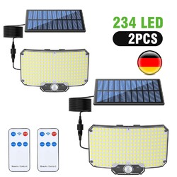 2er LED Solarleuchte Außen Sensor Strahler Mit Bewegungsmelder Fluter Solarlampe