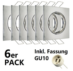 LED Einbaustrahler Rahmen GU10 6 Pack Set 230V Eckig Einbaurahmen Schwenkbar EDO