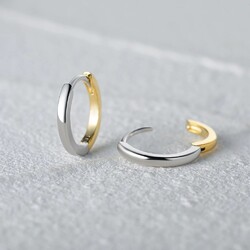 Damen Creolen Ohrringe Frauen Bicolor Sterlingsilber 925 Silber Gold