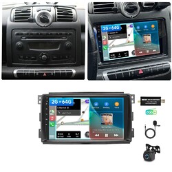 Autoradio Für Smart Fortwo 451 2005-2010 Android 15 Apple Carplay 64GB KAM DAB+
