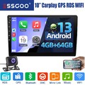 10 Zoll 2DIN Android 13 4+64G Apple Carplay Autoradio GPS Navi RDS Bluetooth Kam