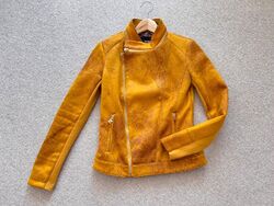 Desigual Jacke Übergang senf gelb maisgelb Leder Imitat Gr 36 S TOP Jeans Biker