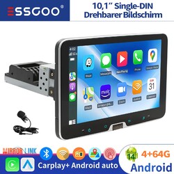4+64GB Android 14 Carplay Autoradio GPS Navi RDS BT 1DIN 360° Drehbar Bildschirm