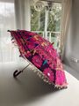 Indischer Sonnenschirm Hippie Cosplay Pink rosa bestickt Schirm
