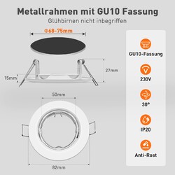 Einbaustrahler LED GU10 Rund Rahmen Schwenkbar Einbauleuchte Deckenstrahler Spot