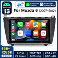 9"Android 13 Autoradio GPS Navigation 6+128GB Carplay BT Für Mazda6 2007-2012