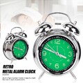 Wecker Quarz analog leise ohne Ticken Tischuhr Retro LED Nachtlicht Silber DHL