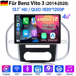 13.1”Carplay Android12 Autoradio Für Benz Vito 3 14-2020 GPS Navi BT WIFI 4+64GB