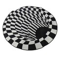 3D Space Round Carpet Checkered Optical Illusions Non Slip Area Rug 9C8K