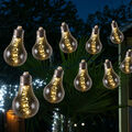 LED Solar Lichterkette Glühbirne GLOW rauchig grau 4,5m 2 Funkt. Retro Garten