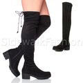 Damen klobiger niedriger mittlerer Absatz Reißverschluss Grunge Over Knee Oberschenkel hoher Stiefel Größe 5 38
