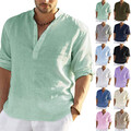 Herren-Langarmoberteil Leinenhemd Bluse Freizeithemd Lockere Arbeitskleidung с