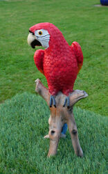 Gartenfigur Papagei rot ca. 30cm Ara Vogel 301211 lebensecht Haus Garten Deko
