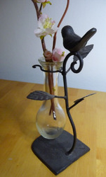 Vase, Halter Gusseisen Esschert Design, Halter mit Vase, Vogel, Geschenk