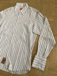 »HUGO BOSS« original Herren Langarm Hemd - Größe: M - ORANGE LABEL - gestreift